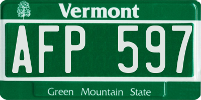 VT license plate AFP597