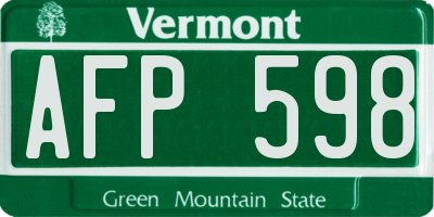 VT license plate AFP598