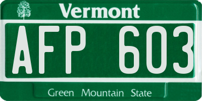 VT license plate AFP603