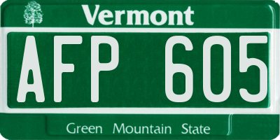 VT license plate AFP605