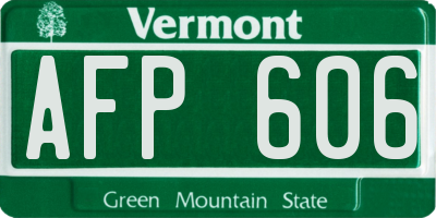 VT license plate AFP606