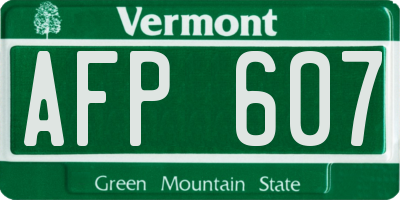 VT license plate AFP607