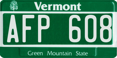 VT license plate AFP608