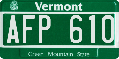 VT license plate AFP610