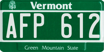 VT license plate AFP612