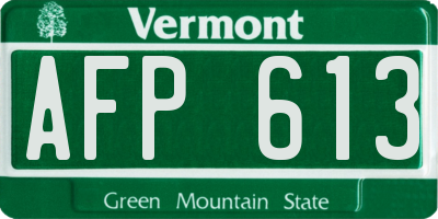 VT license plate AFP613