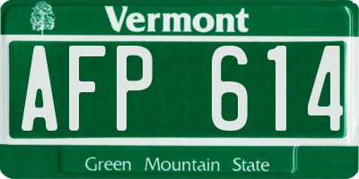 VT license plate AFP614
