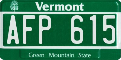VT license plate AFP615