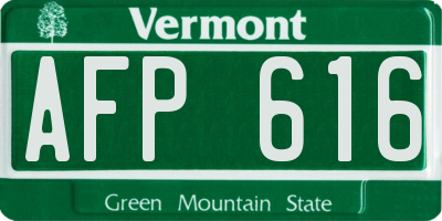 VT license plate AFP616
