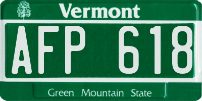 VT license plate AFP618
