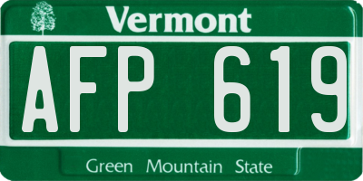 VT license plate AFP619