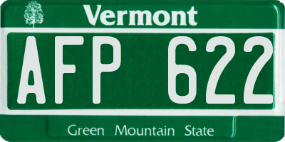 VT license plate AFP622