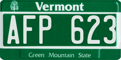 VT license plate AFP623