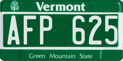 VT license plate AFP625