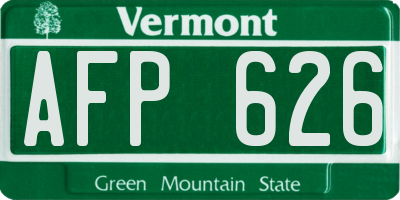VT license plate AFP626