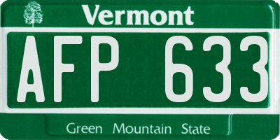 VT license plate AFP633