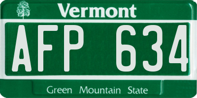 VT license plate AFP634