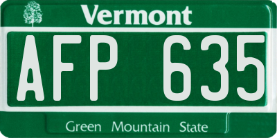VT license plate AFP635