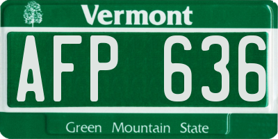 VT license plate AFP636