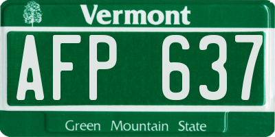 VT license plate AFP637