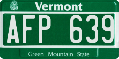 VT license plate AFP639