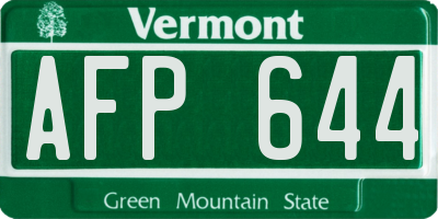 VT license plate AFP644