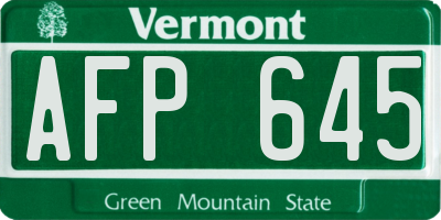 VT license plate AFP645