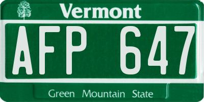 VT license plate AFP647