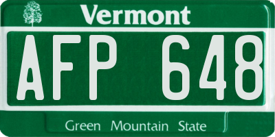 VT license plate AFP648