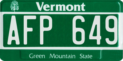 VT license plate AFP649