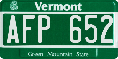VT license plate AFP652