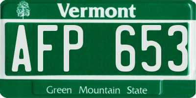 VT license plate AFP653