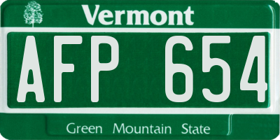 VT license plate AFP654