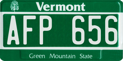 VT license plate AFP656