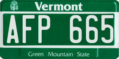 VT license plate AFP665