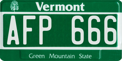 VT license plate AFP666
