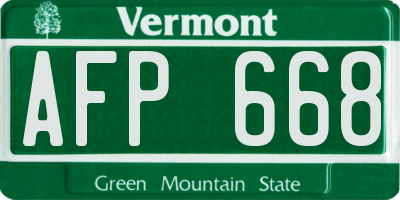 VT license plate AFP668