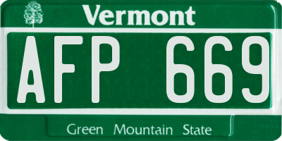 VT license plate AFP669