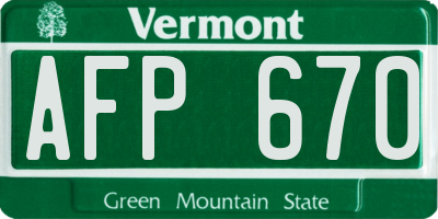 VT license plate AFP670
