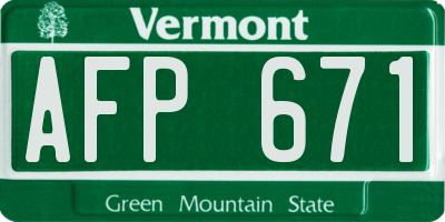 VT license plate AFP671