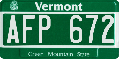 VT license plate AFP672