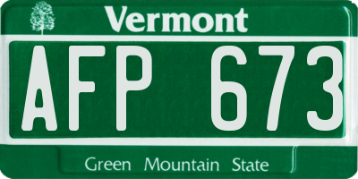 VT license plate AFP673