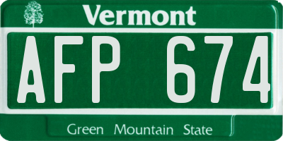 VT license plate AFP674