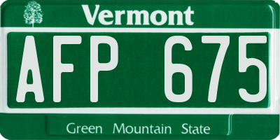 VT license plate AFP675