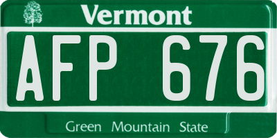 VT license plate AFP676
