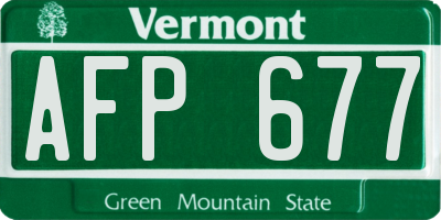 VT license plate AFP677