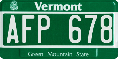 VT license plate AFP678