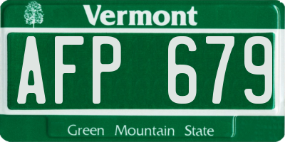 VT license plate AFP679