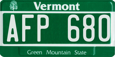 VT license plate AFP680