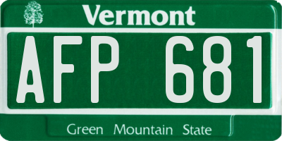 VT license plate AFP681